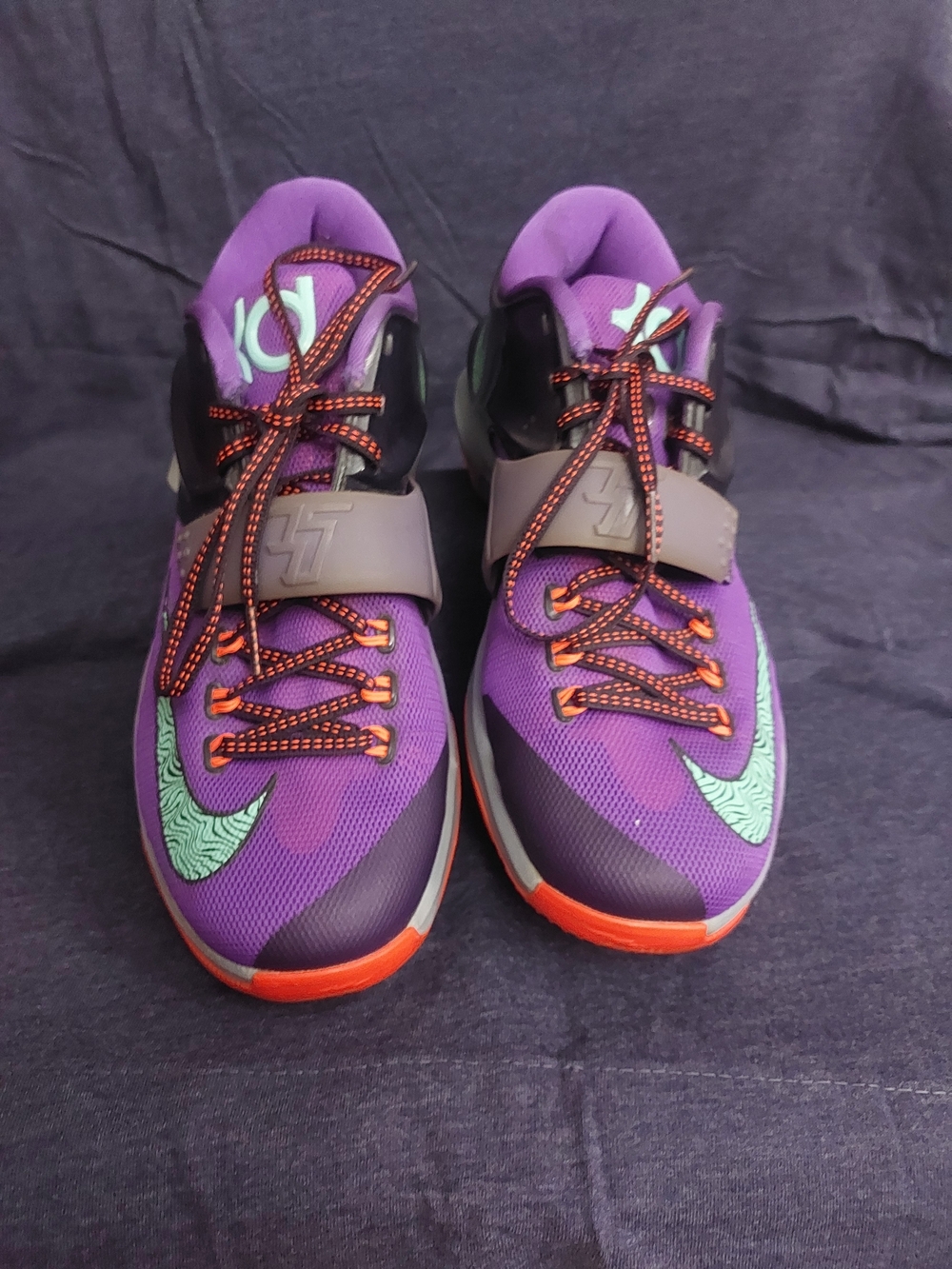 Nike KD Purple Basketball Sneakers with Mint and Orange Accents Women Sz 8